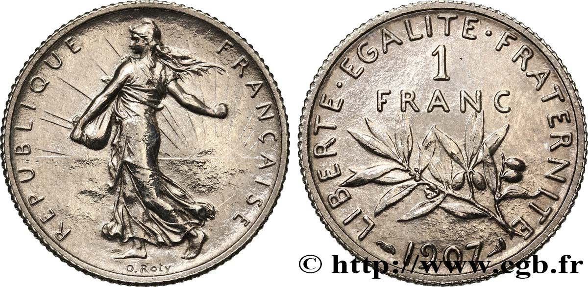 1 franc Semeuse 1907  F.217/12 AU 