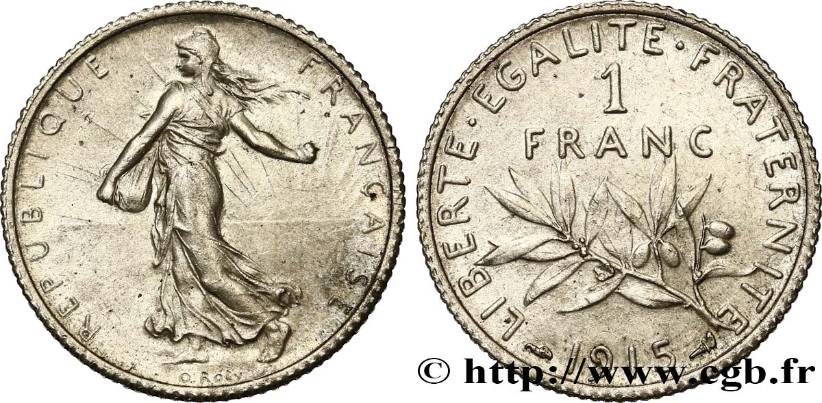 1 franc Semeuse 1915 Paris F.217/21 EBC58 