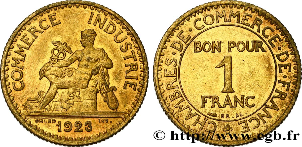 Valeur Piece Bon Pour 1 Franc Chambre Commerce 1923