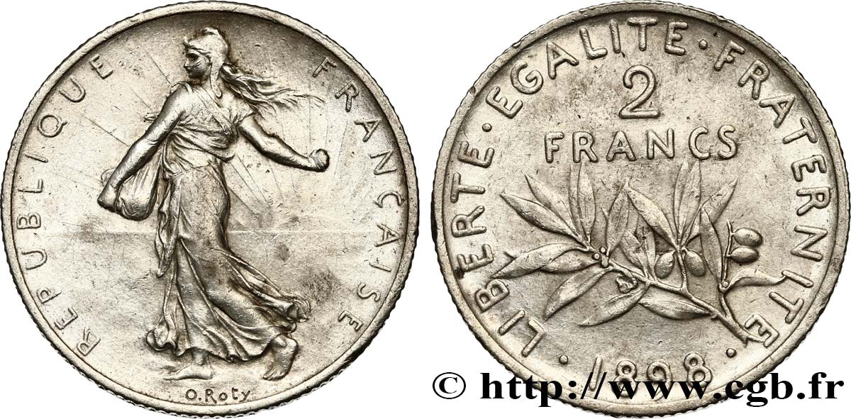 2 francs Semeuse 1898  F.266/1 AU52 