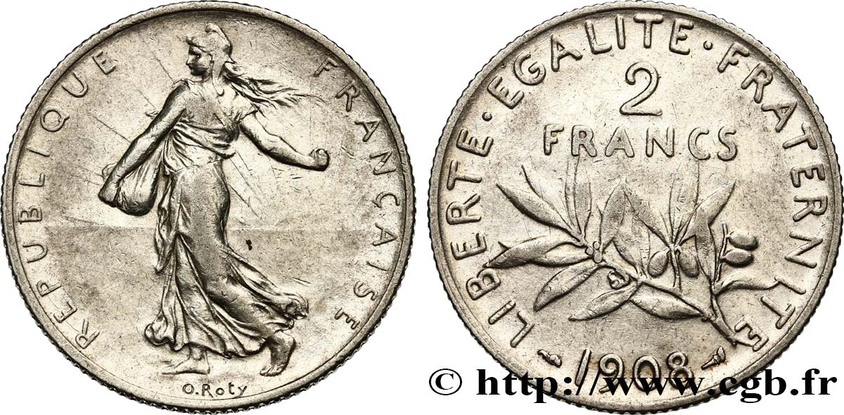 2 francs Semeuse 1908  F.266/10 MBC40 