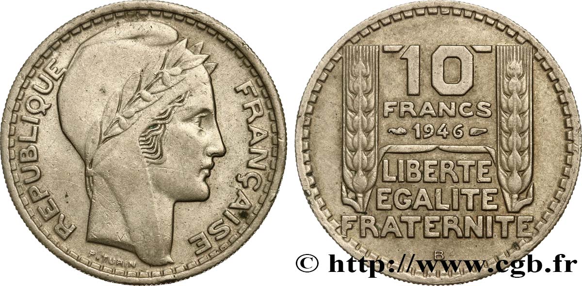 10 francs Turin, grosse tête, rameaux longs 1946 Beaumont-Le-Roger F.361/4 BB52 