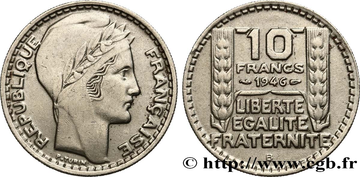 10 francs Turin, grosse tête, rameaux longs 1946 Beaumont-Le-Roger F.361/4 BB48 
