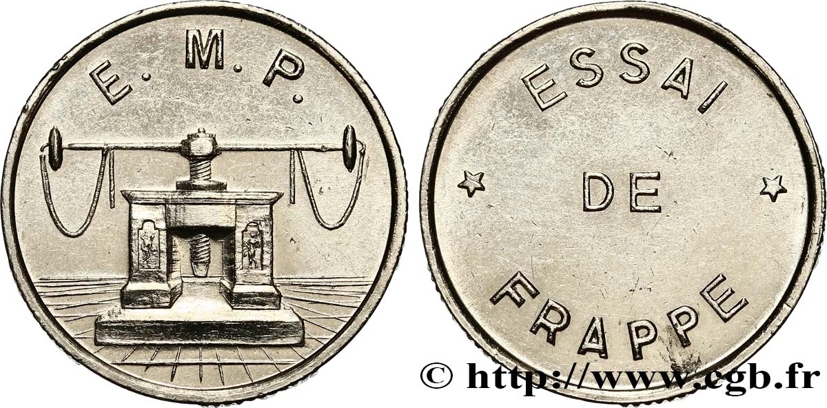 Essai de frappe de 10 francs Jimenez, grand module, cinq séries de cannelures n.d. Pessac GEM.194 6 AU 