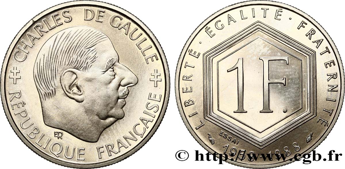 Essai de 1 franc De Gaulle 1988 Pessac F.227/1 fST 