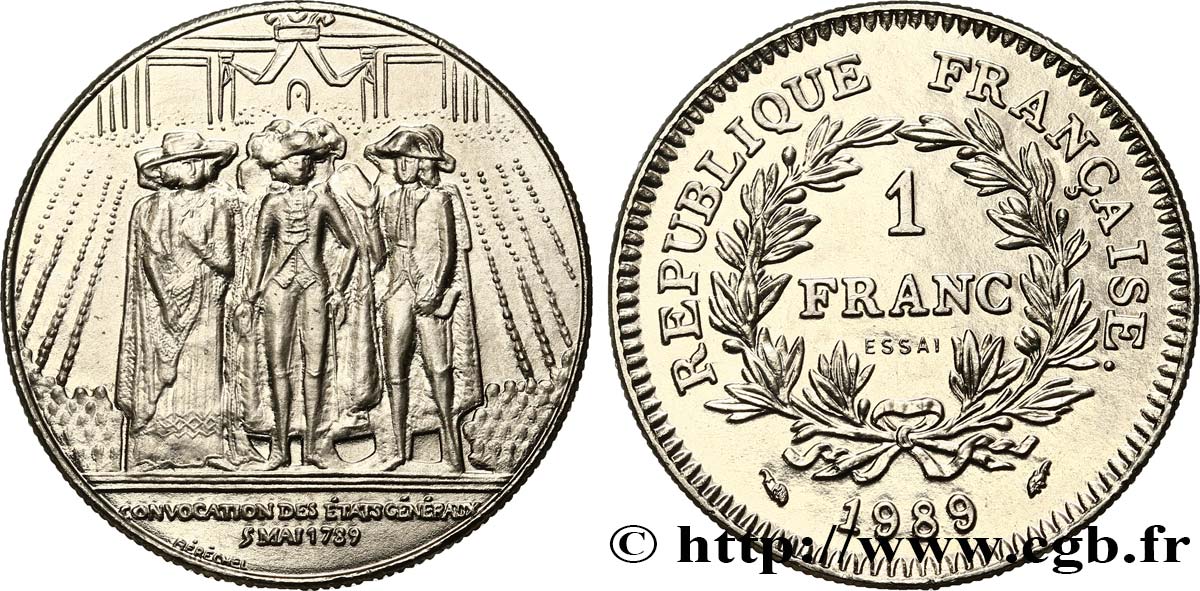 Essai de 1 franc États Généraux 1989 Paris F.228/1 SPL 