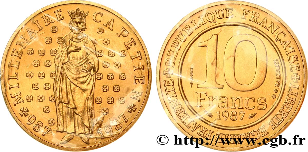 Essai de 10 francs Millénaire Capétien 1987 Pessac F.371/1 ST 