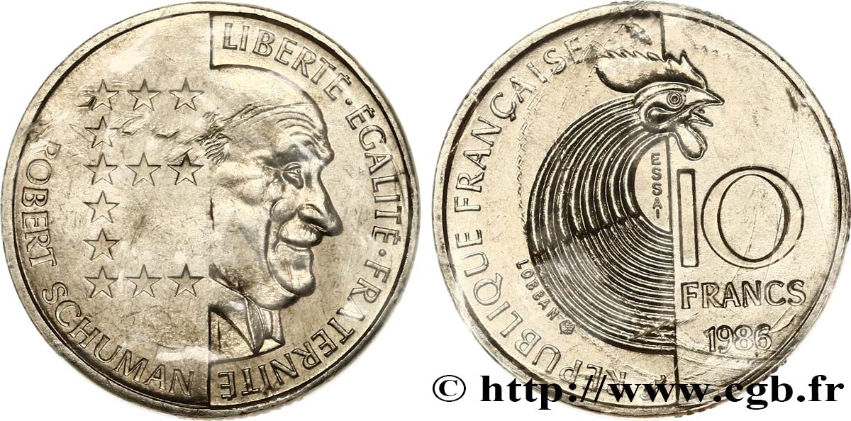 Essai de 10 francs Robert Schuman 1986 Pessac F.374/1 FDC65 
