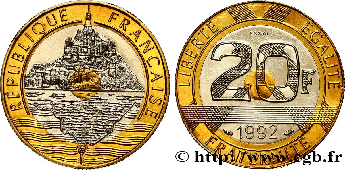Essai de 20 francs Mont Saint-Michel 1992 Pessac F.403/1 FDC 