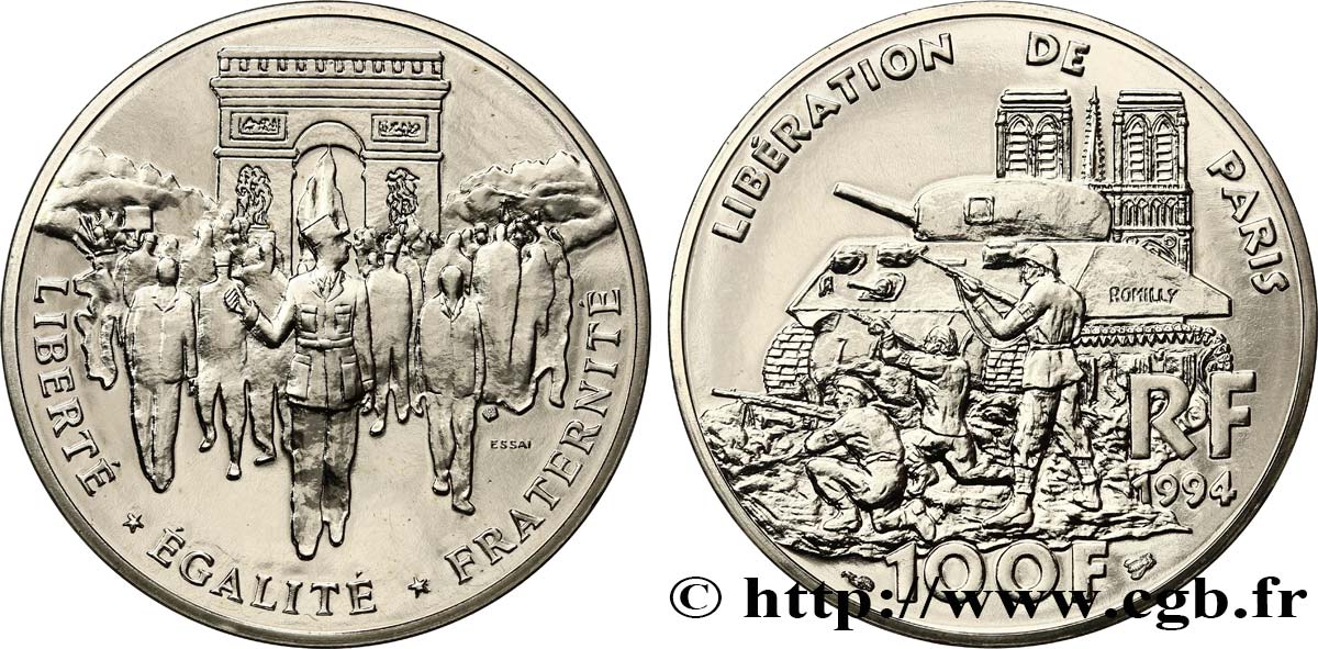 Essai de 100 francs Libération de Paris 1994 Pessac F.462/1 FDC 
