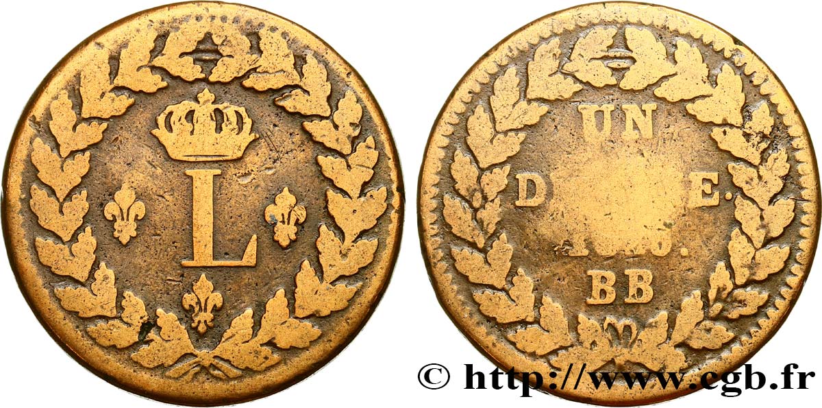 Un décime à l’L couronnée 1815  Strasbourg F.132A/3 F15 