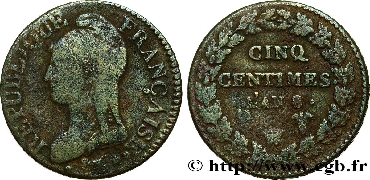 Cinq centimes Dupré, grand module 1800 Lille F.115/134 BC20 