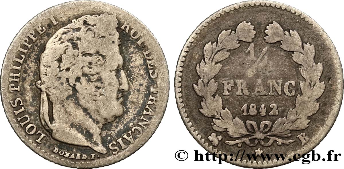 1/4 franc Louis-Philippe 1842 Rouen F.166/90 B10 