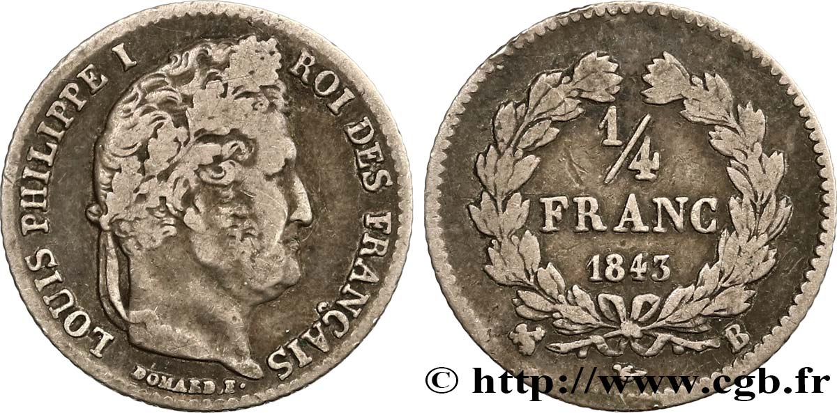 1/4 franc Louis-Philippe 1843 Rouen F.166/94 BC25 