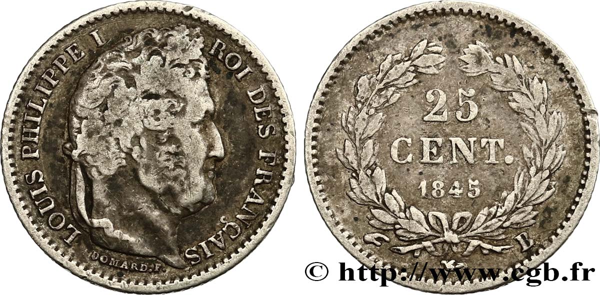 25 centimes Louis-Philippe 1845 Rouen F.167/1 TB25 