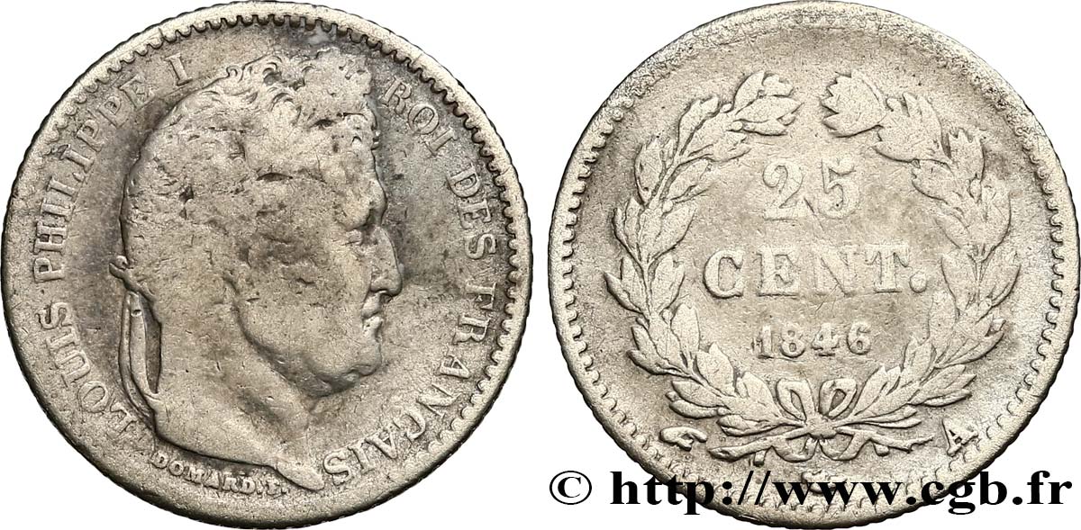 25 centimes Louis-Philippe 1846 Paris F.167/5 B12 