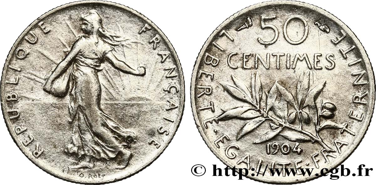 50 centimes Semeuse 1904  F.190/11 MBC45 