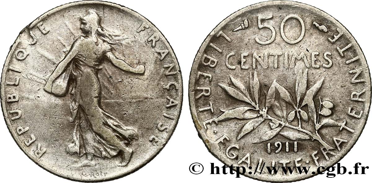 50 centimes Semeuse 1911  F.190/18 BC 