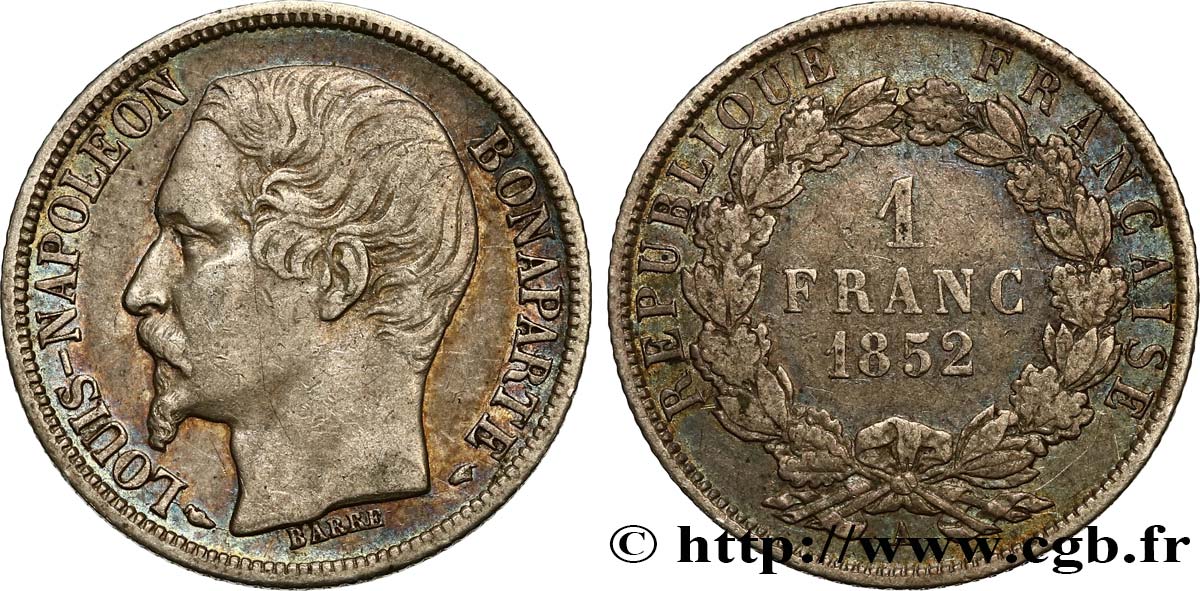 1 franc Louis-Napoléon 1852 Paris F.212/1 MBC42 