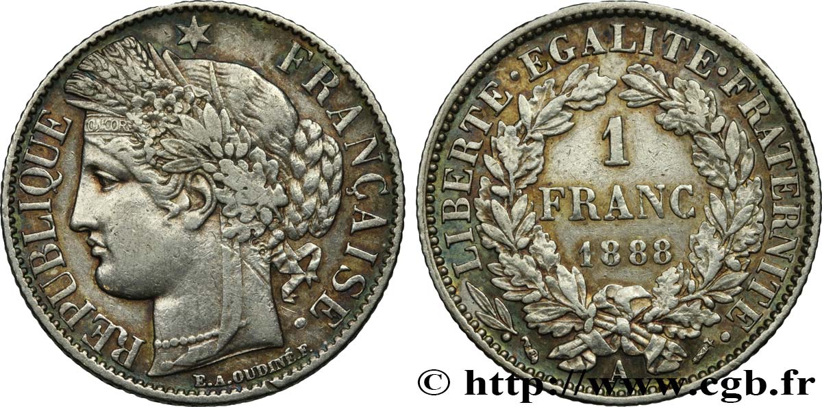 1 franc Cérès, IIIe République 1888 Paris F.216/10 TTB50 