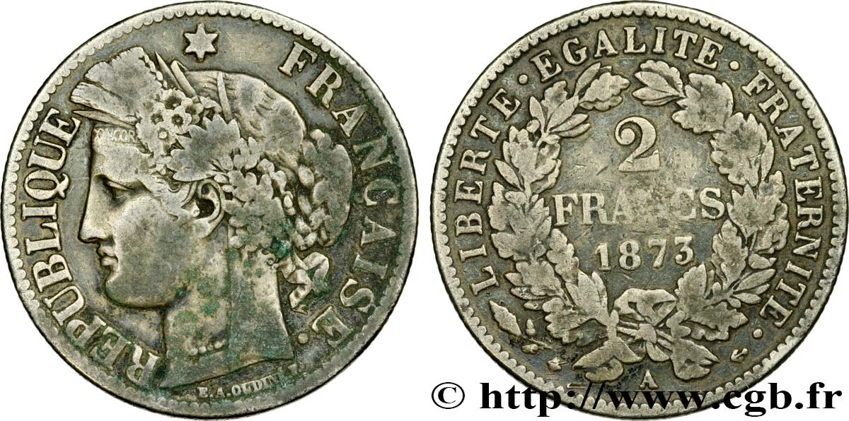 2 francs Cérès, avec légende 1873 Paris F.265/10 TB15 
