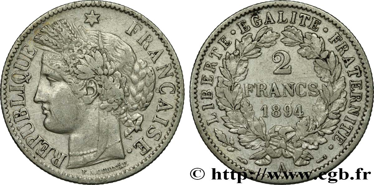 2 francs Cérès, avec légende 1894 Paris F.265/16 SS40 