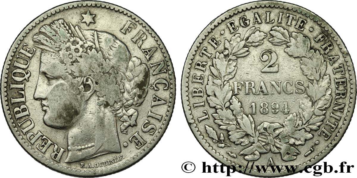 2 francs Cérès, avec légende 1894 Paris F.265/16 VF 