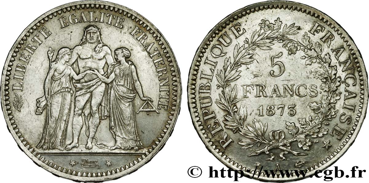 5 francs Hercule 1873 Paris F.334/9 TTB50 