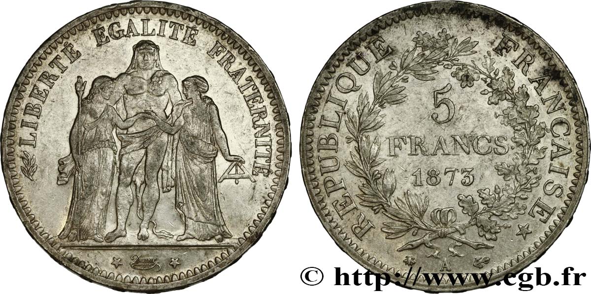 5 francs Hercule 1873 Paris F.334/9 AU50 