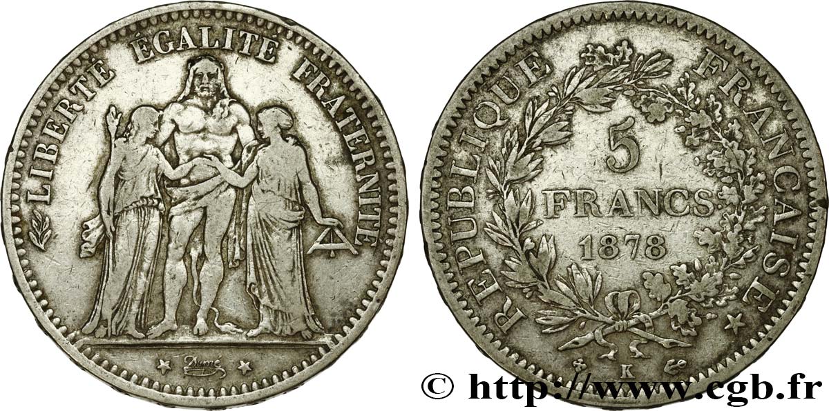 5 francs Hercule 1878 Bordeaux F.334/23 MB25 