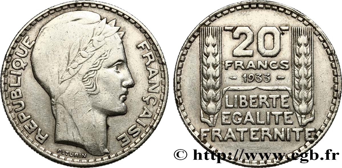 20 francs Turin, rameaux longs 1933  F.400/5 XF40 
