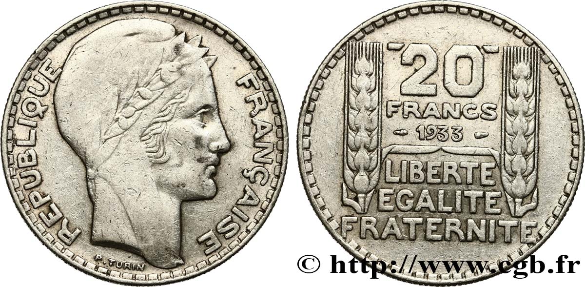 20 francs Turin 1933  F.400/5 VF35 