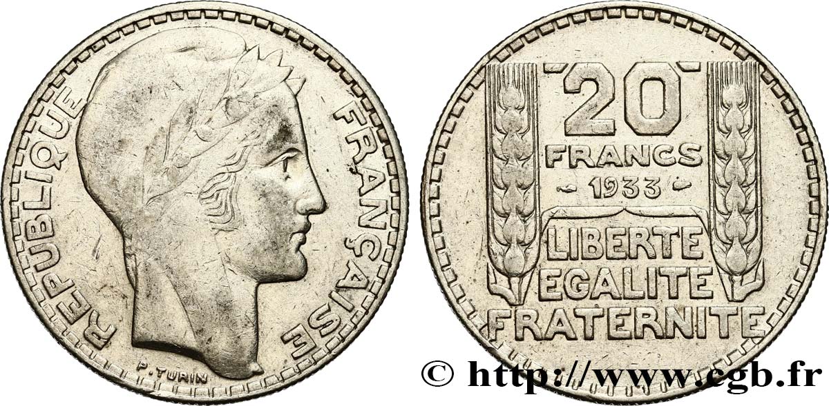 20 francs Turin 1933  F.400/5 VF35 