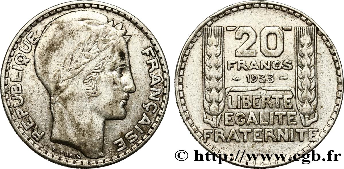 20 francs Turin, rameaux longs 1933  F.400/5 MB25 