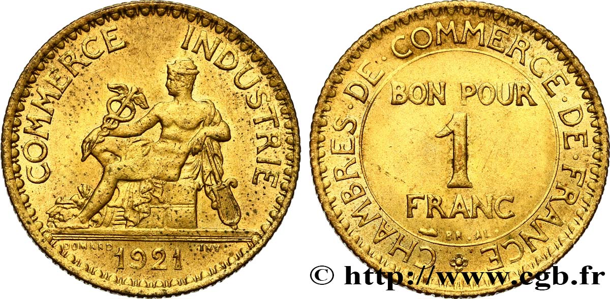 1 franc Chambres de Commerce 1921 Paris F.218/3 VZ58 