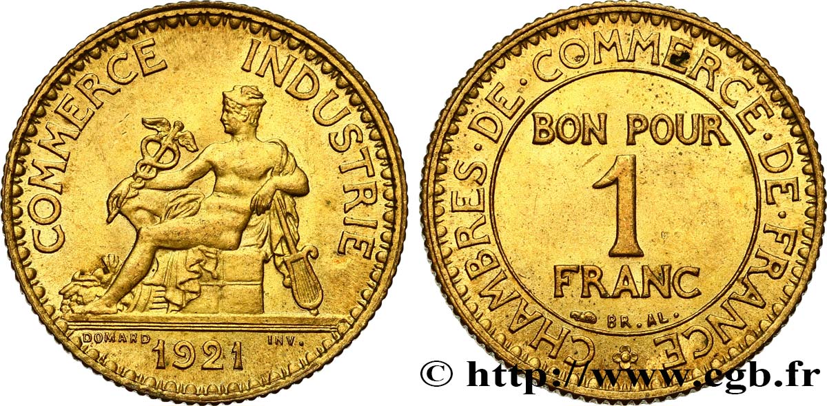 1 franc Chambres de Commerce 1921 Paris F.218/3 AU58 