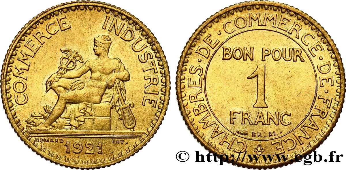 1 franc Chambres de Commerce 1921 Paris F.218/3 AU58 