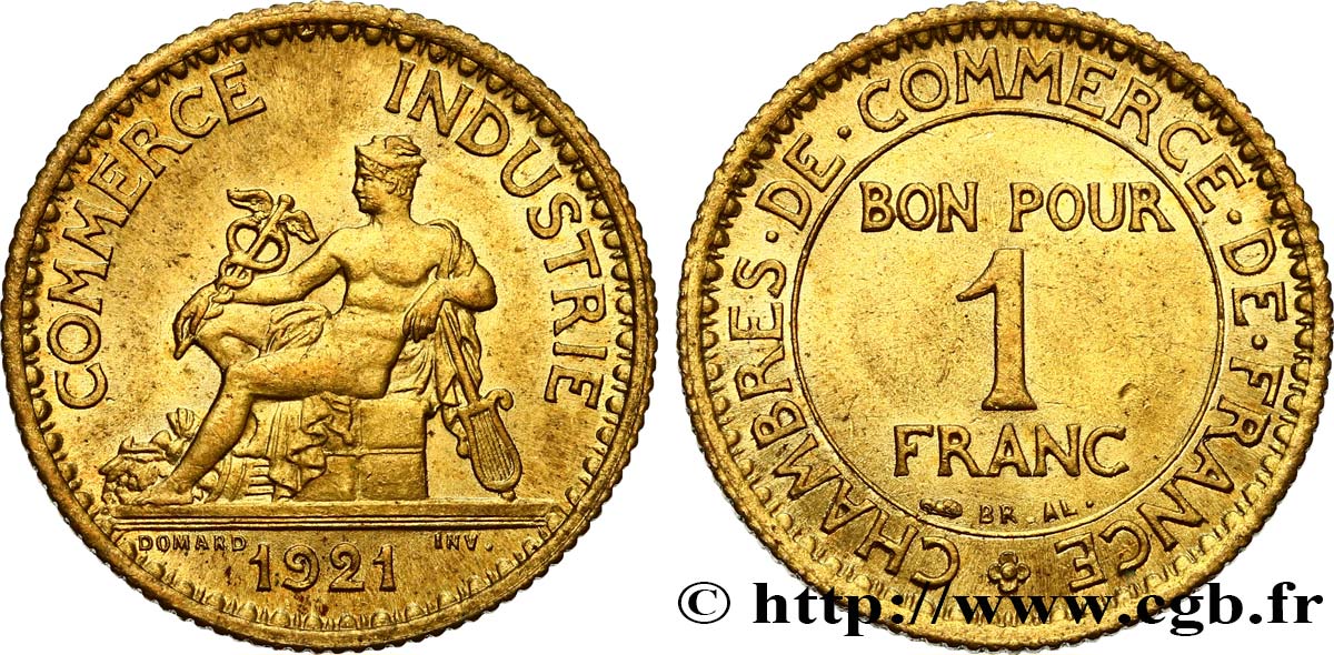 1 franc Chambres de Commerce 1921 Paris F.218/3 EBC58 
