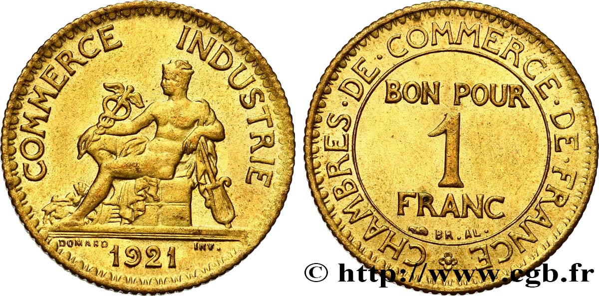 1 franc Chambres de Commerce 1921 Paris F.218/3 AU50 