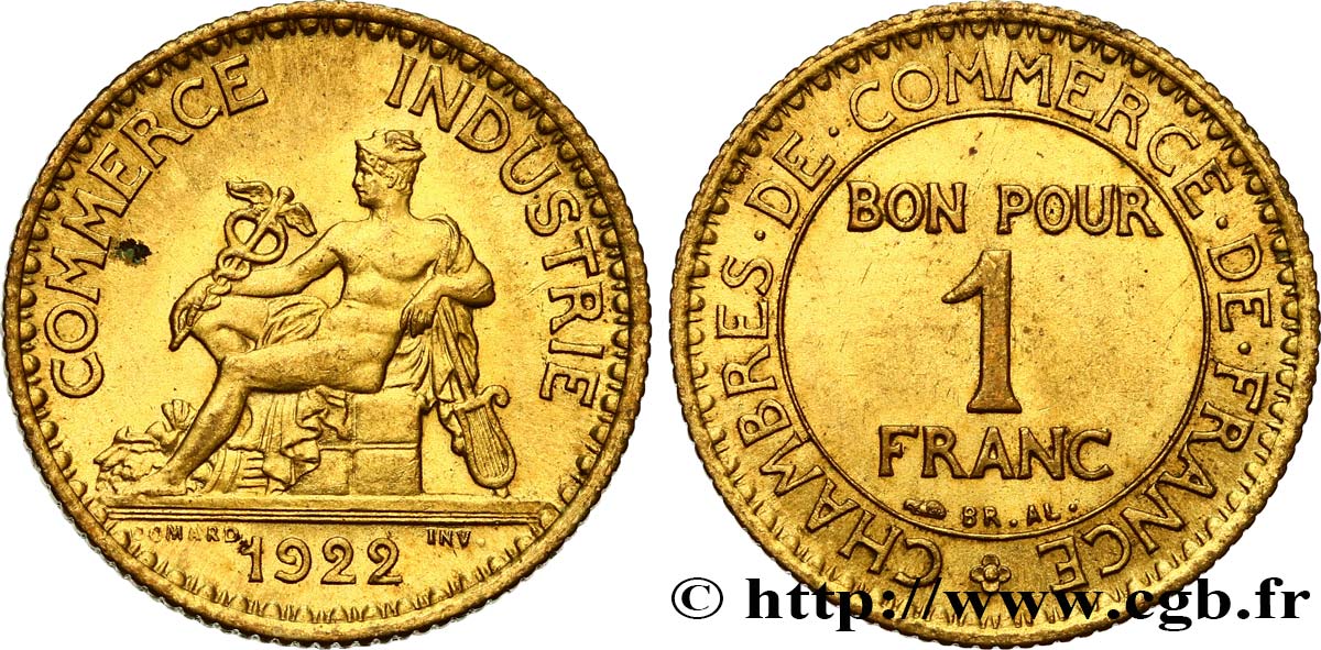 1 franc Chambres de Commerce 1922 Paris F.218/4 VZ62 