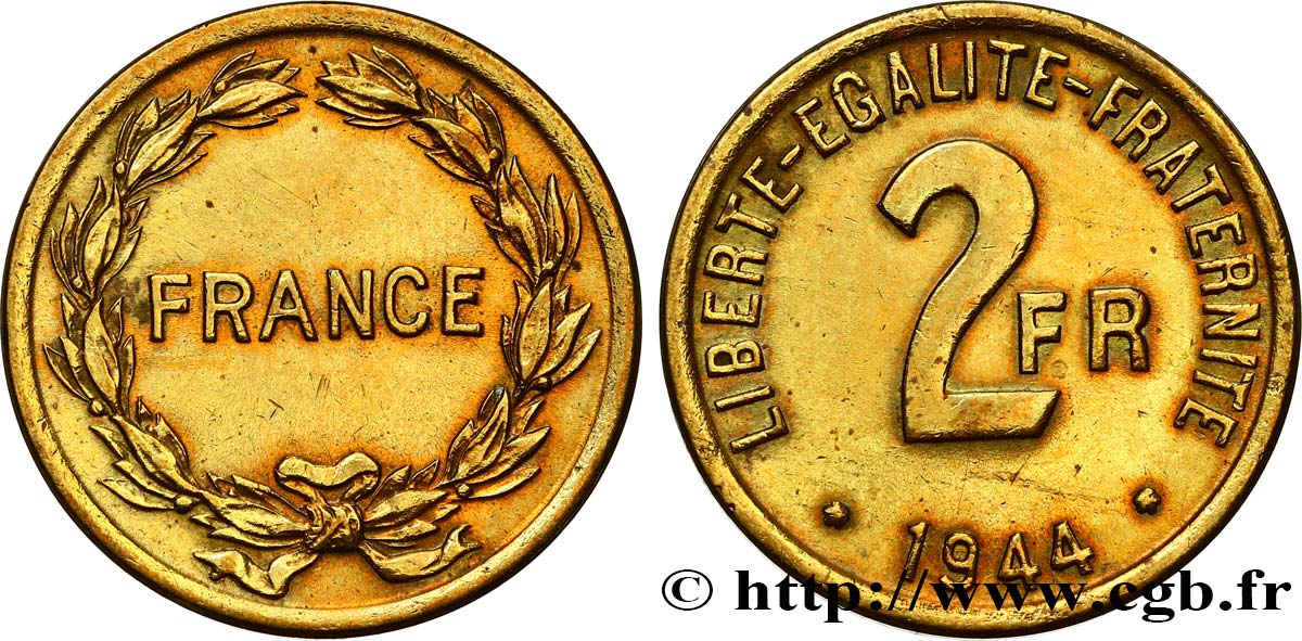2 francs France 1944  F.271/1 TB+ 
