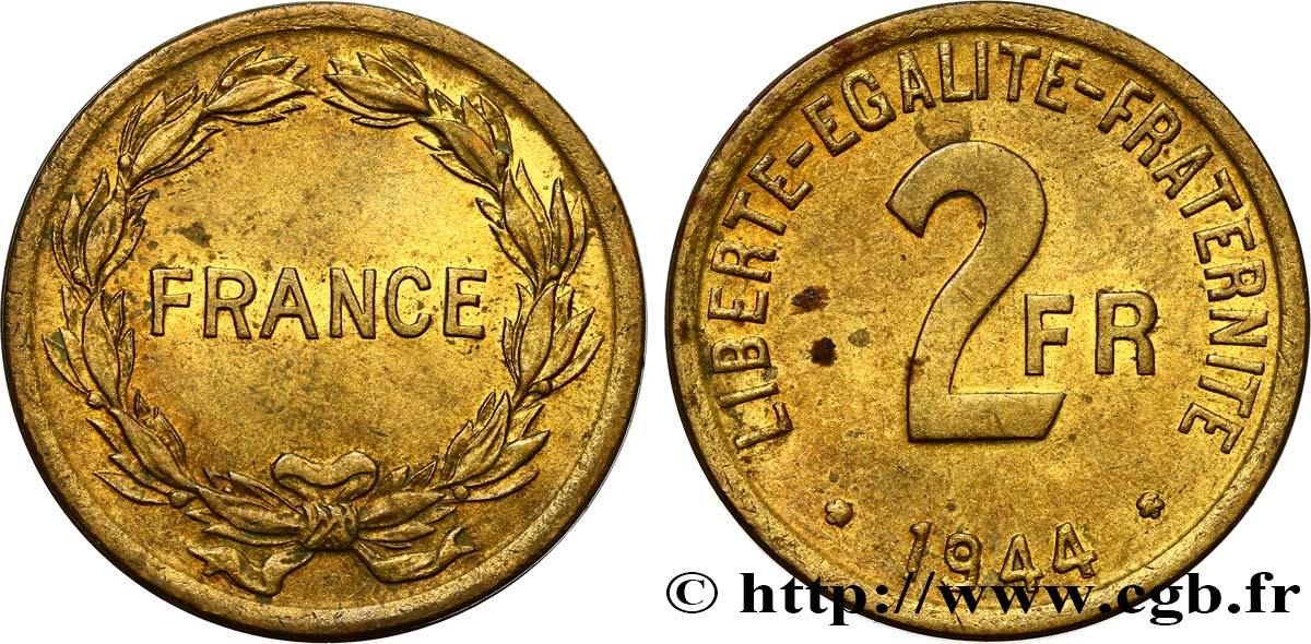 2 francs France 1944  F.271/1 XF48 