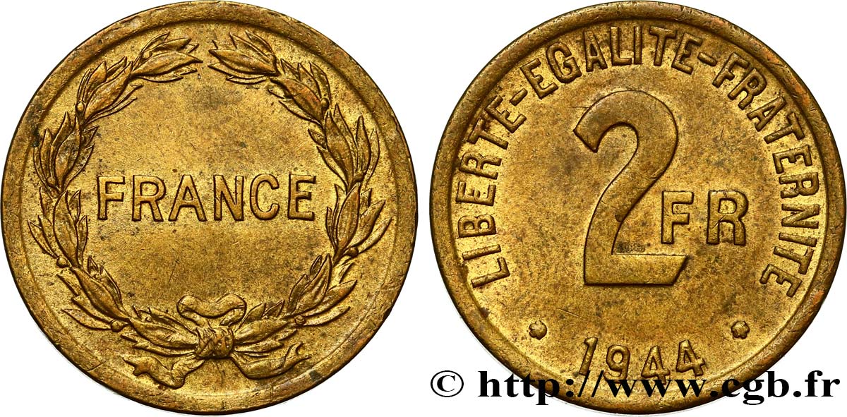 2 francs France 1944  F.271/1 BB48 
