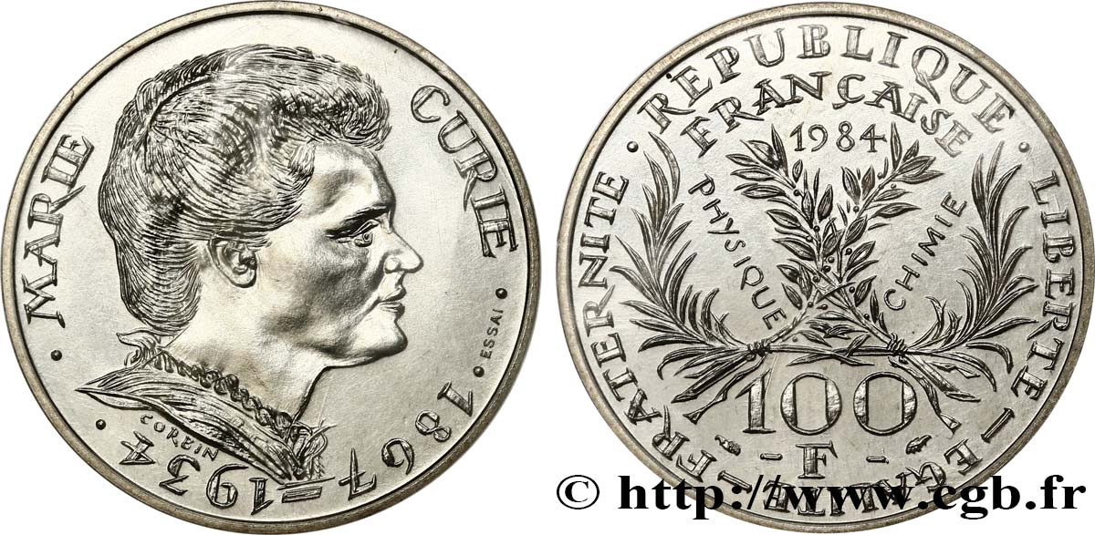 Essai de 100 francs Marie Curie 1984 Pessac F.452/1 MS 