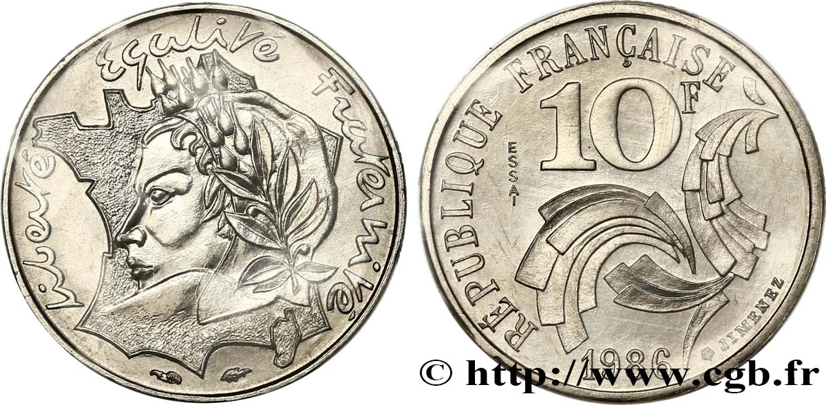 Essai de 10 francs Jimenez 1986 Pessac F.373/1 MS 