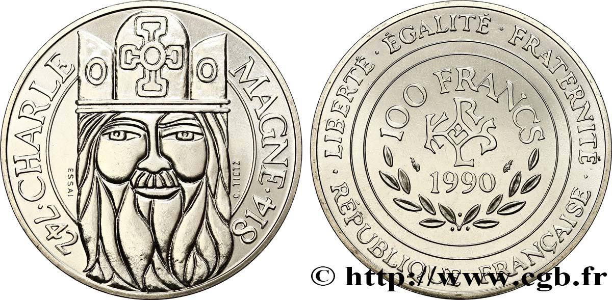 Essai de 100 francs Charlemagne 1990 Paris F.458/1 SPL 