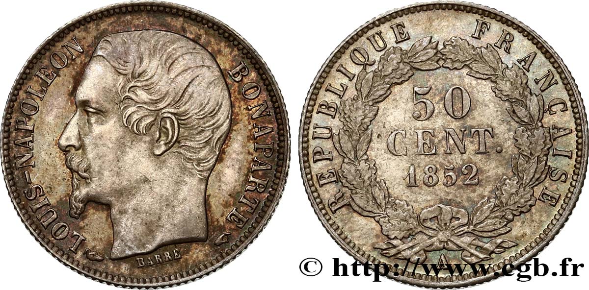 50 centimes Louis-Napoléon 1852 Paris F.185/1 TTB53 