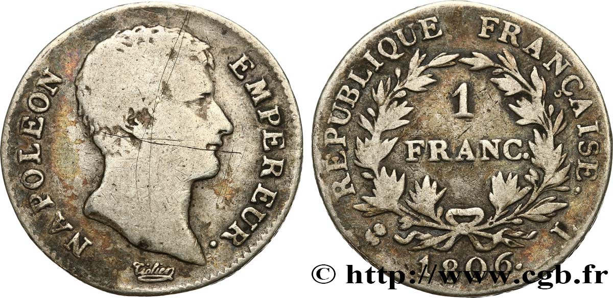 1 franc Napoléon Empereur, Calendrier grégorien 1806 Bayonne F.202/5 S15 