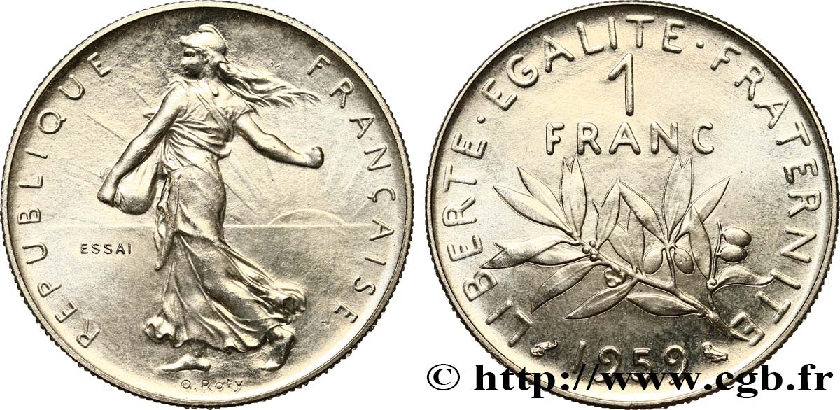 Essai de 1 franc Semeuse, nickel 1959 Paris F.226/3 SC63 