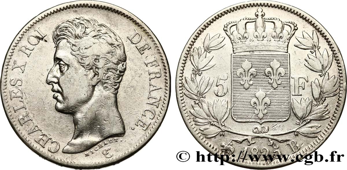 5 francs Charles X, 1er type 1825 Rouen F.310/4 S38 